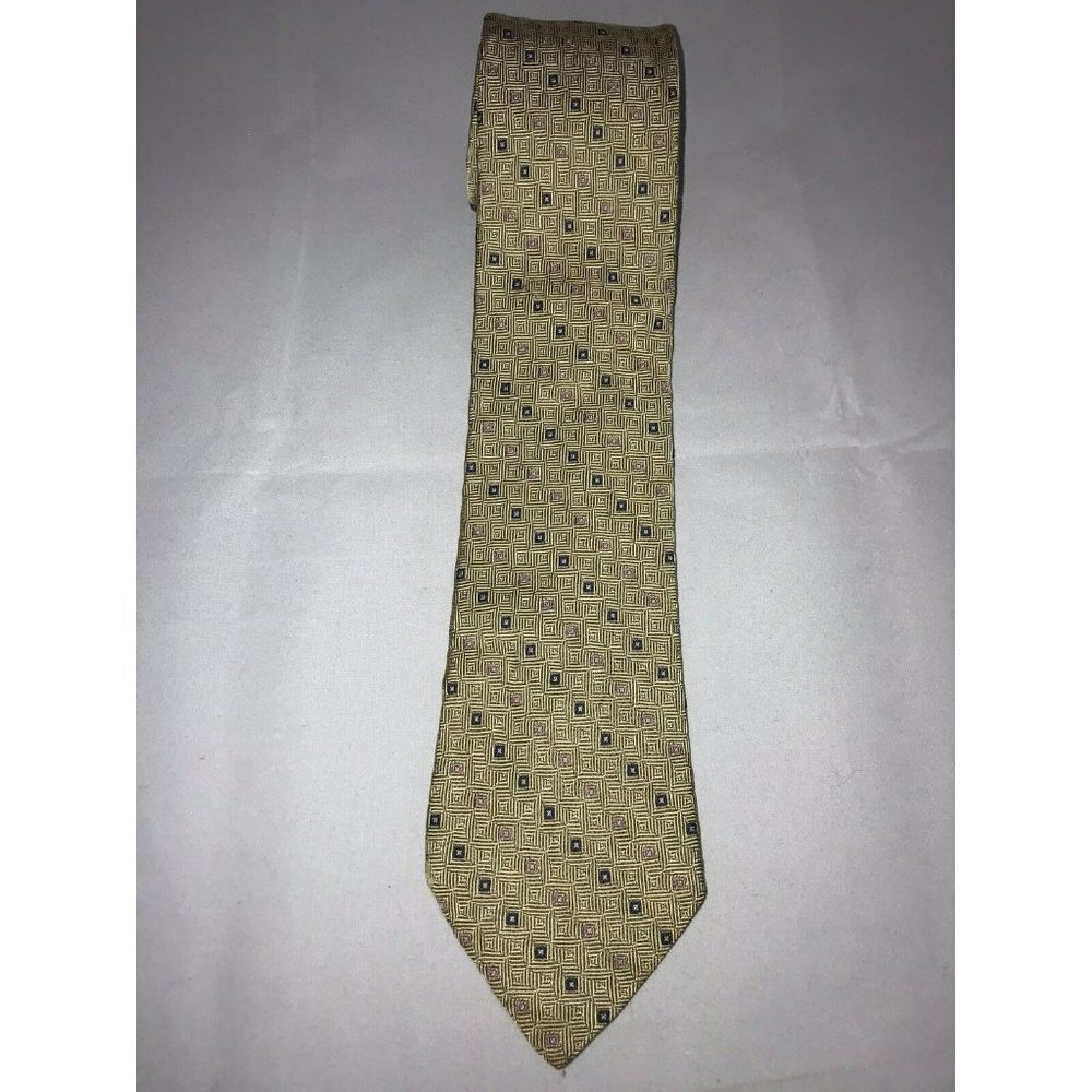 VTG Nowells Gold Black Polka Dots 100% Silk Men's Classic Neck Tie